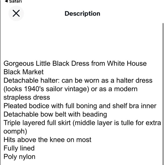 🖤WHBM,Gorgeous Black, Ruched Upper Cocktail Dress, Beaded Belt, Removable Strap - Picture 4 of 10